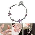 thumbnail image 2 of T-HOTLYST Chic Pink Zircon Cherry Blossoms Bracelet Charming Pink Crystal Cherry Bracelet Stylish Wristband for Special Occasions, 2 of 10
