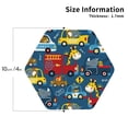 thumbnail image 2 of Junzan Vehicles Cartoon with Funny Drivers Print Coasters for Drinks - Leather Coasters Set of 4 for Coffee Table for Housewarming/Kitchen/Bar/Decor -Hexagon, 2 of 6