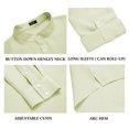 thumbnail image 6 of BKQCNKM Mens Shirts for Men's Casual Shirts Band Collar Long Sleeve Beach Hippie T Shirts Fashion Striped Shirts Mens T Shirt, Green 5XL, 6 of 8