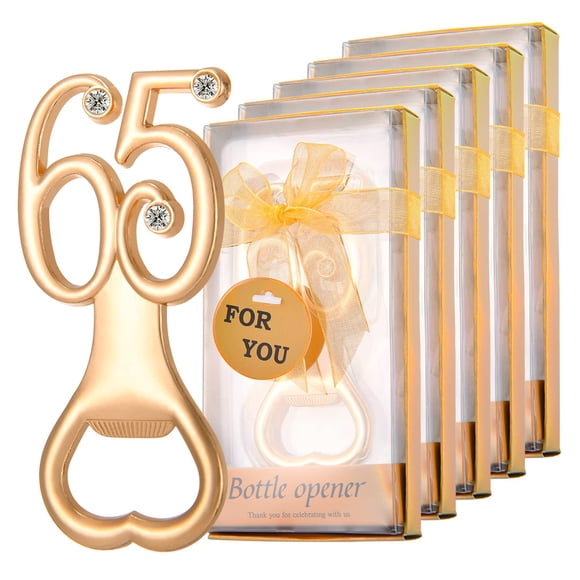 24 Pieces/Packs 65 Bottle Openers for 65th Birthday Party Favors Wedding Anniversary Gidts Decorations or Souvenirs for Guests with Gift Boxes Party Giveaways for Adults (65)