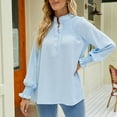 thumbnail image 3 of Chemise à Manches Longues à Manches Longues, Tops à Volants à Col Roulé à Lacets, Chemises de Couleur Pure, Design Exquis, 3 of 6