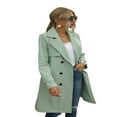 thumbnail image 2 of Women Solid Color Long Sleeve Lapel Double Breasted Belted Trench Coat, 2 of 6