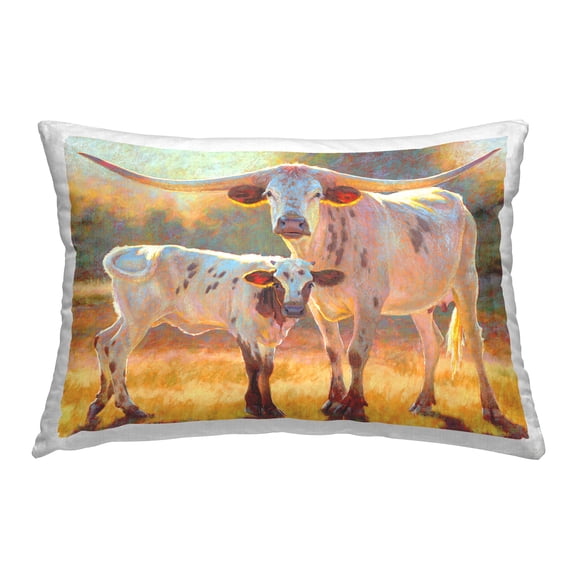 Stupell Industries Longhorn & Calf Decorative Printed Throw Pillow, 14 x 20