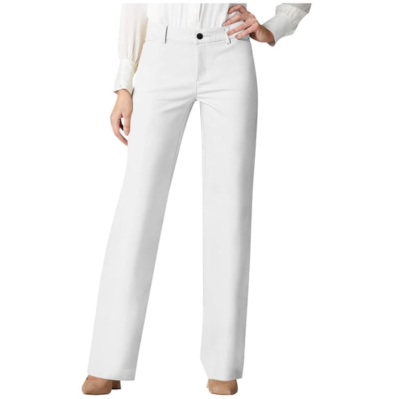 Womens Bootcut Dress Pants High Waist Business Casual Work Pants with Pockets Straight Leg Stretchy Trousers Pull on Office Slacks