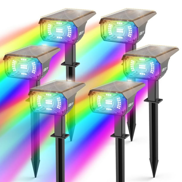 Focos solares para exteriores LEREKAM, 9 modos, impermeables, paquete de 6