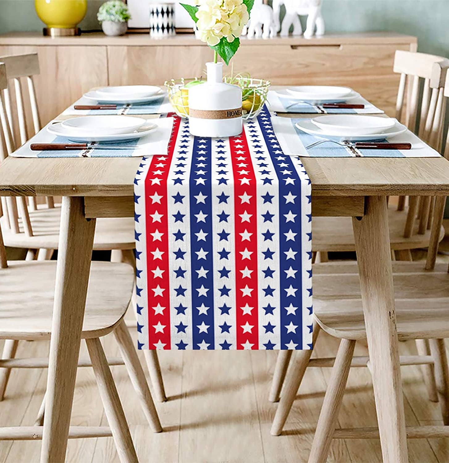 July Table Runner 13 X 72 Inches Patriotic Memorial Independence Day