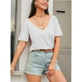thumbnail image 3 of Women Large V-Neck Short Sleeve Bottoming Shirt, 3 of 7