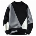 thumbnail image 1 of Blusas y camisas de manga larga con cuello redondo para hombre, suéter de camisa de dos piezas de punto liso con cuello redondo falso para hombre, blusa de poliéster para hombre, 1 of 2