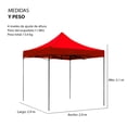 thumbnail image 3 of Carpa Toldo GOME 3x3 Reforzada Plegable Lona Impermeable Jardín rojo, 3 of 3