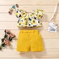 thumbnail image 3 of Mercatoo Baby Outfit Green Outfits Shorts Sleeve Baby Floral Toddler Girls Tops Printed Fly Girls Outfits&Set, 3 of 8
