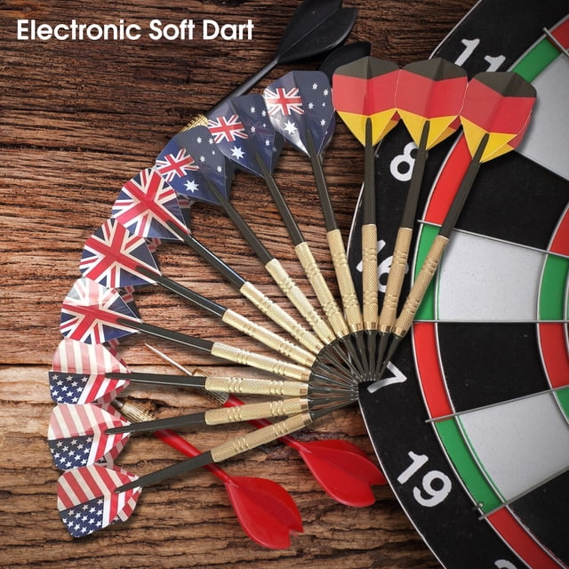 12 Pcs Fléchettes Professionnelles Douces Motif Exquis Améliore la Coordination Ensemble de Fléchettes Électroniques Réutilisables Sports Récréatifs
