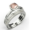 thumbnail image 3 of Twisted Infinity Band Dazzling Boho & hippie 2.00 Carat Round Morganite And Diamond Moissanite Engagement Ring, Classic Wedding Ring in 925 Sterling Silver With 18k White Gold Plating, Trio Rings, 3 of 4