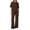 Brown, variant on Stichou Women's 2 Piece Matching 2026 Summer Lounge Sets Clothing Short Sleeve Oversized Shirts & Pants Travel Outfit White L