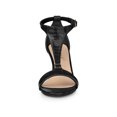 thumbnail image 6 of BLISSFUL STEP Women's Shoes T-Strap Embossed Kitten Heel Buckle Closure Open Toe Dress Sandals Black 7, 6 of 7