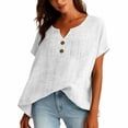 thumbnail image 2 of Linen T Shirts For Women Summer Linen Tops Flowy Tops For Women Boho Peasant Gauze Blouses Lightweight Linen Blouses For Women Oversized Linen Shirts For Women Beach Vacation Tshirts Pink 2XL, 2 of 9