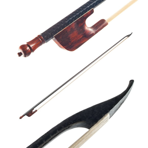 Homgeek 4/4 Violin Fiddle Bow Baroque Style Carbon Fiber Veneer Round Stick Ebony White Horsehair Well Balanced