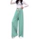 thumbnail image 3 of Pantalones a cuadros de tablero de ajedrez para mujer, pantalones de pierna ancha, pantalones sueltos con cordones de cintura alta, 3 of 5