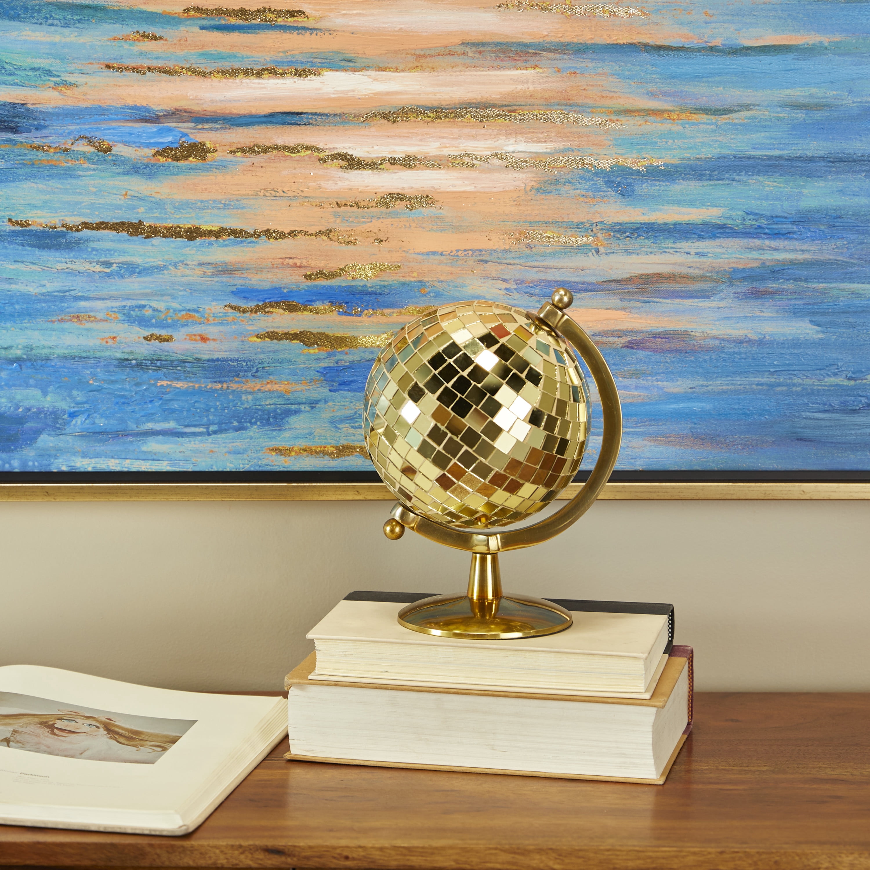 DecMode 8" Disco Ball Style Gold Globe