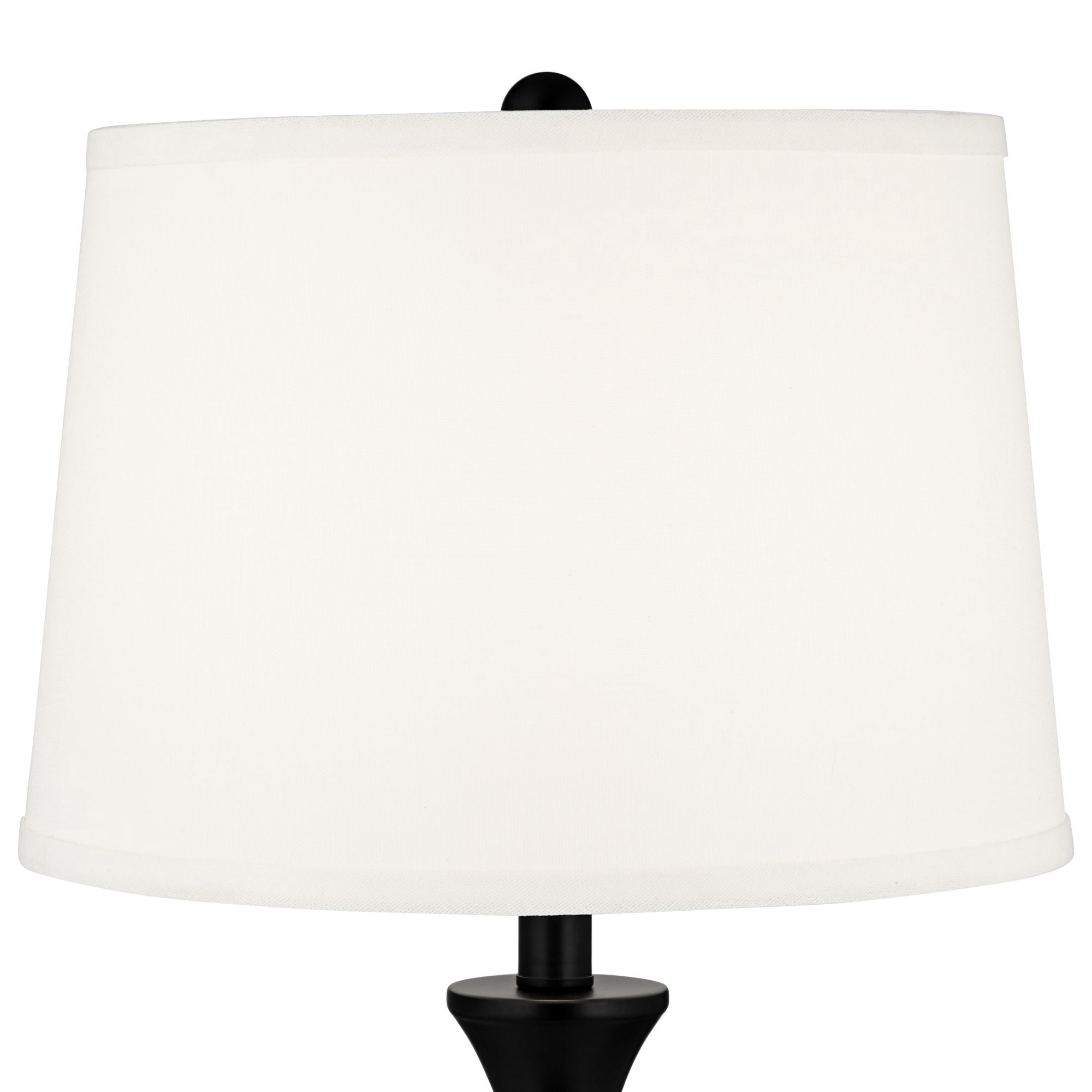 360 Lighting Karl Modern Table Lamps 28 1/4" Tall Set of 2 Black Metal with USB and AC Power Outlet in Base White Drum Shade for Bedroom Living Room