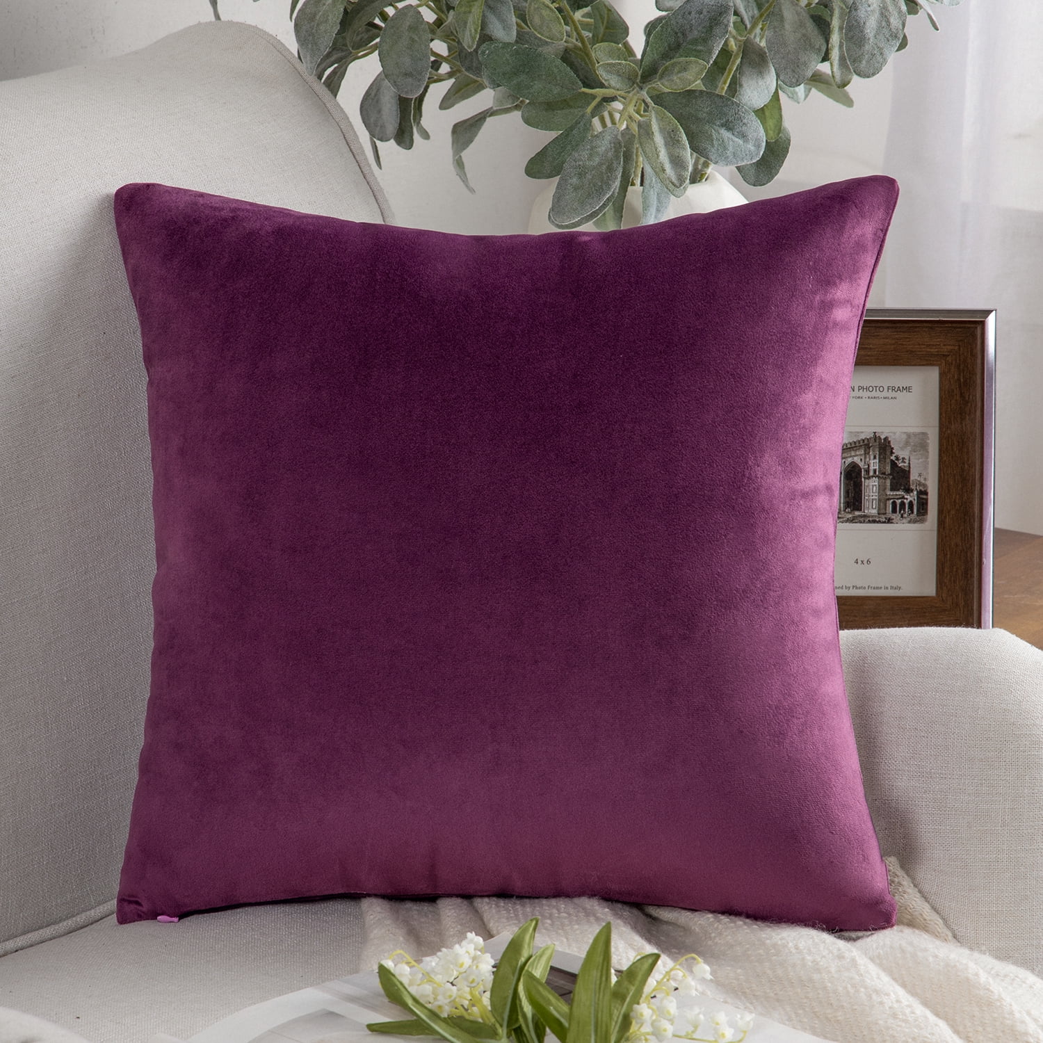 Phantoscope Soft Silky Velvet Series Decorative Throw Pillow, 22