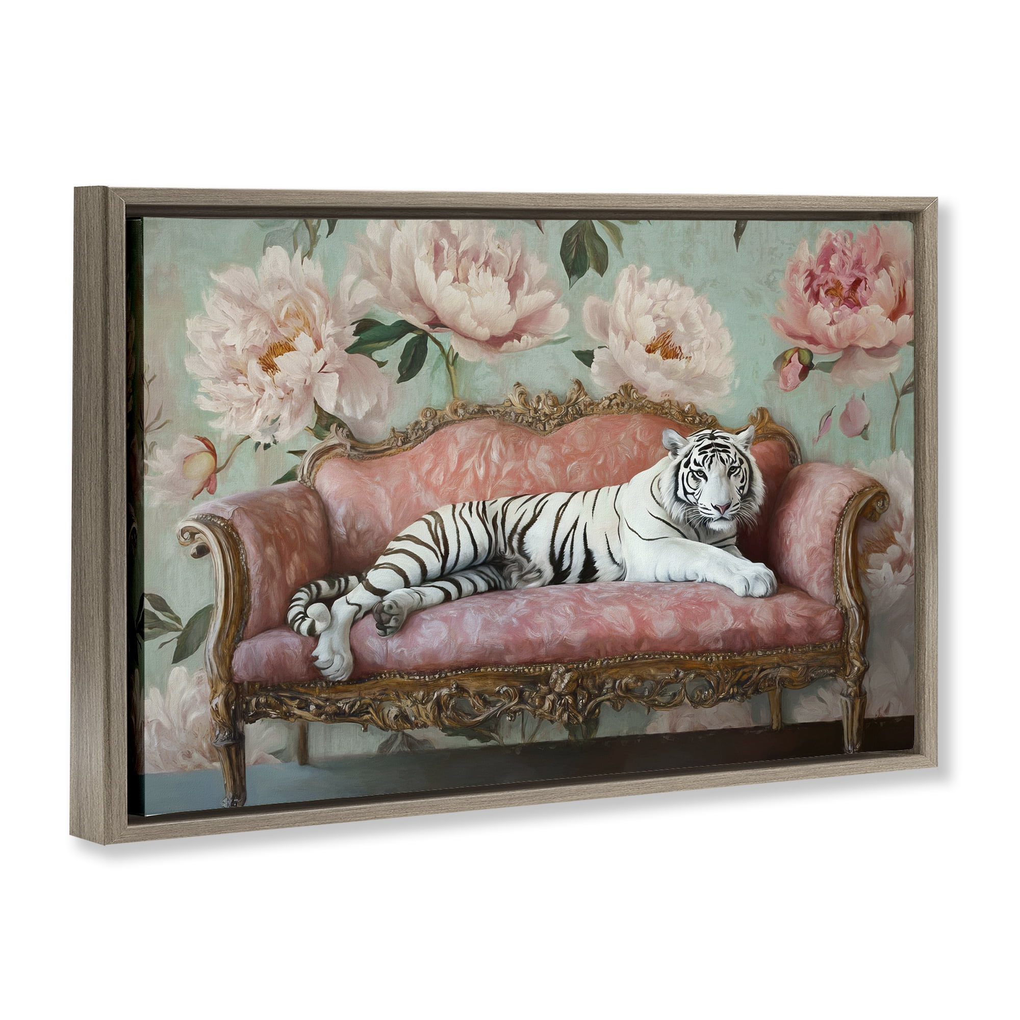 Stupell Industries Where The Tiger Dreams Brown Framed Floater Canvas Wall Art, design by Tina LeCour