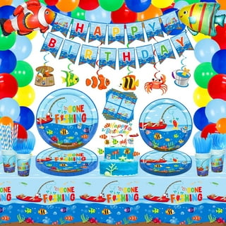 Fishing 1st Birthday Decorations Balloon Garland Arch Kit, O FISH ALLY One  Banner, Fish Foil Balloons for Little Fisherman, Gone Fishing Themed First