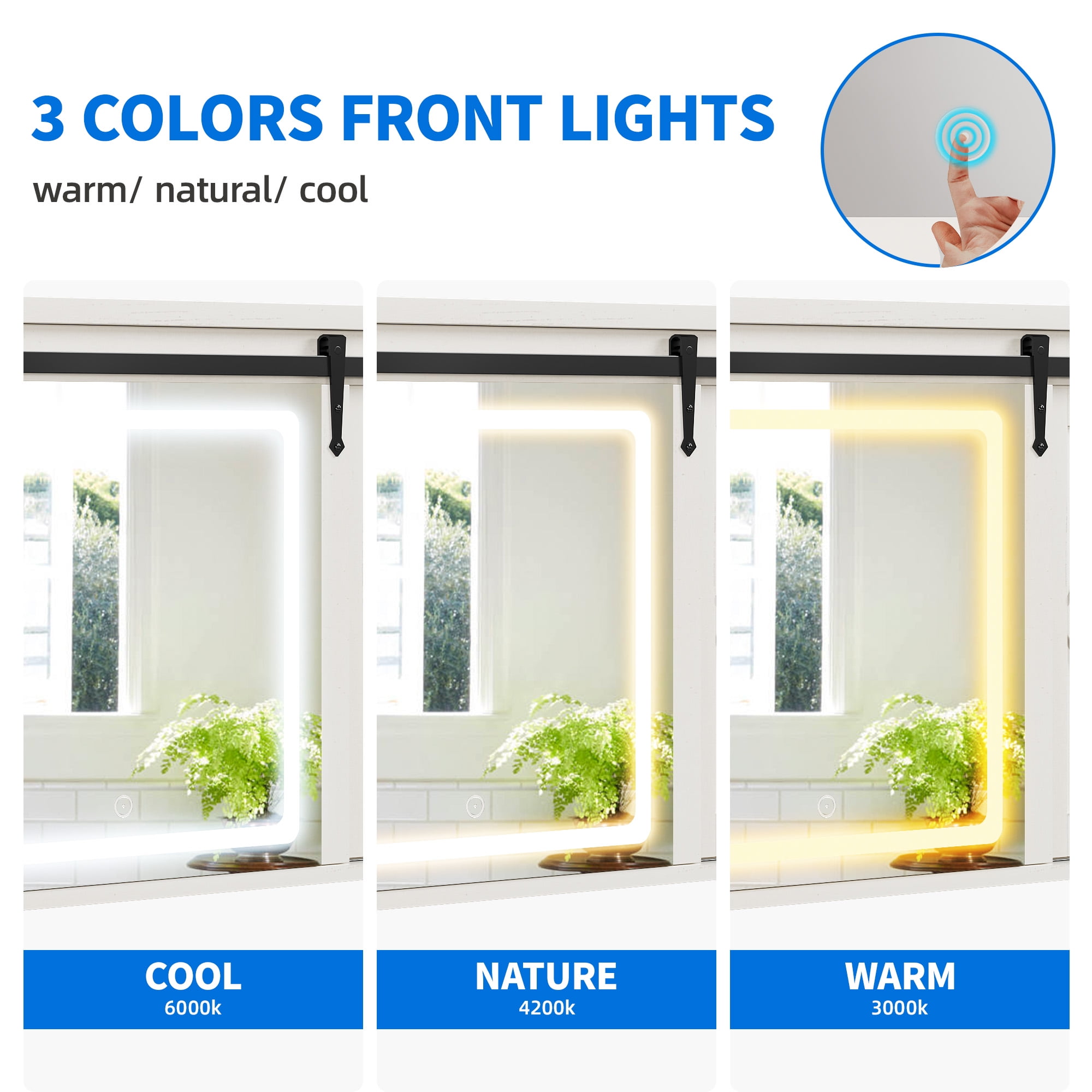 Dextrus 47" Medicine Cabinet with LED Lights Mirror, Bathroom Wall Storage Cabinet with Doors and Adjustable Shelf, White