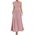 thumbnail image 2 of Women'S Summer Sleeveless Maxi Dress One Shoulder Casual Slim Swing Pleated Formal Dresses with Pockets Pink XL, 2 of 9