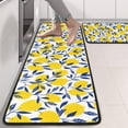 thumbnail image 2 of Kitchen Rugs Sets Of 2,Yellow Lemon Fruit Leaves White Pattern Anti Fatigue Kitchen Mat Rugs Non Slip Washable,Decorative Kitchen Floor Mats for Kitchen,Sink,Laundry,17"x47"+17"x47", 2 of 5