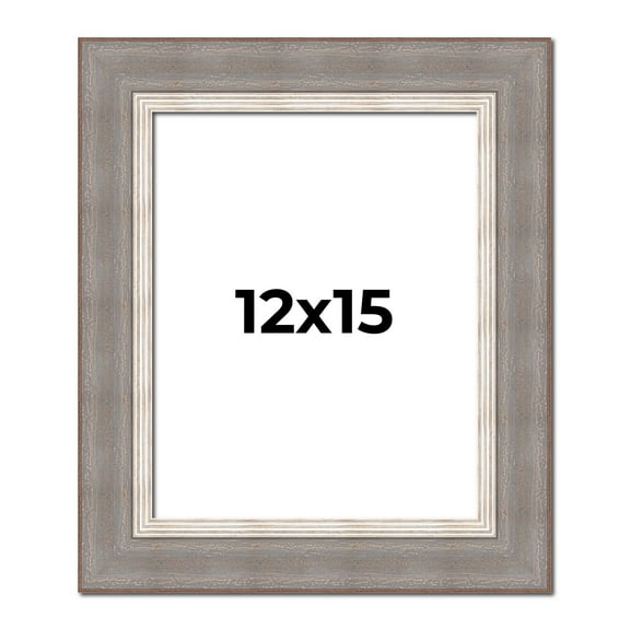 12x15 Frame Grey Real Wood Picture Frame Width 2.75 Inches | Interior Frame Depth 0.5 Inches |