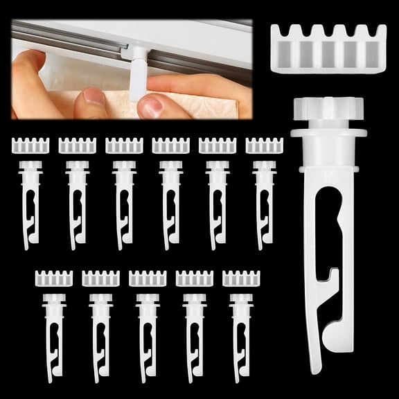 12 Sets Vertical Blinds Replacement Stem and Gear, White Vertical Blind Repair Kit Replacement Parts Carrier Stem Vertical Blinds Curtain Accessories for Headrail