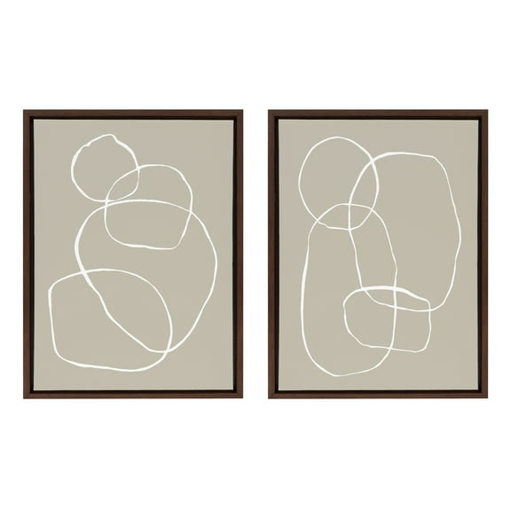 Sylvie Modern Circles 18 in x 24 in Framed Painting Canvas Art Prints, by Kate and Laurel Set of 2