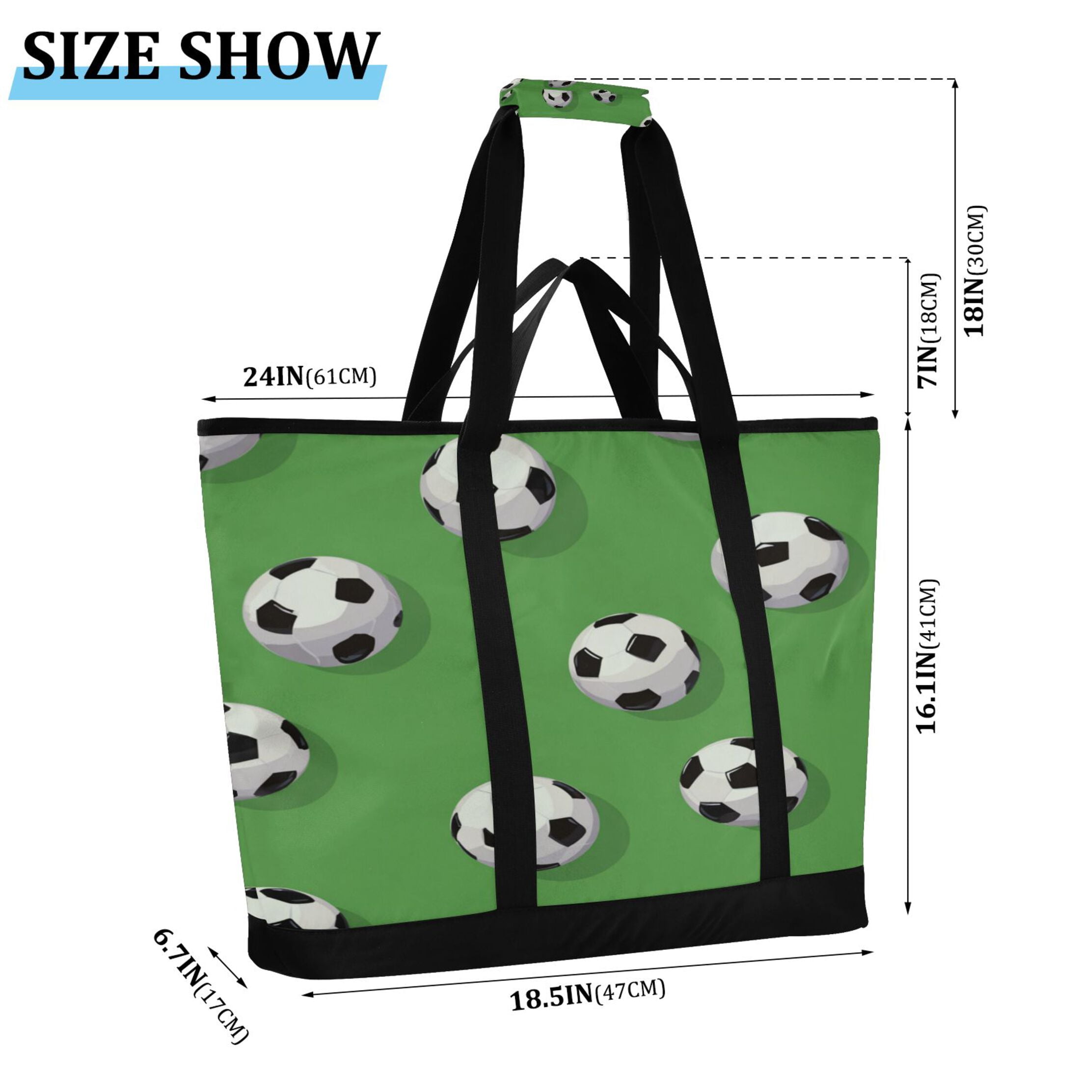 Extra-Large Wide Opening Design Capacity Hand-Held Ice Pack Thickened Insulation Layer For Long-Lasting Cold Retention For Outdoor Shopping Picnics And Camping Soccer Balls Pattern