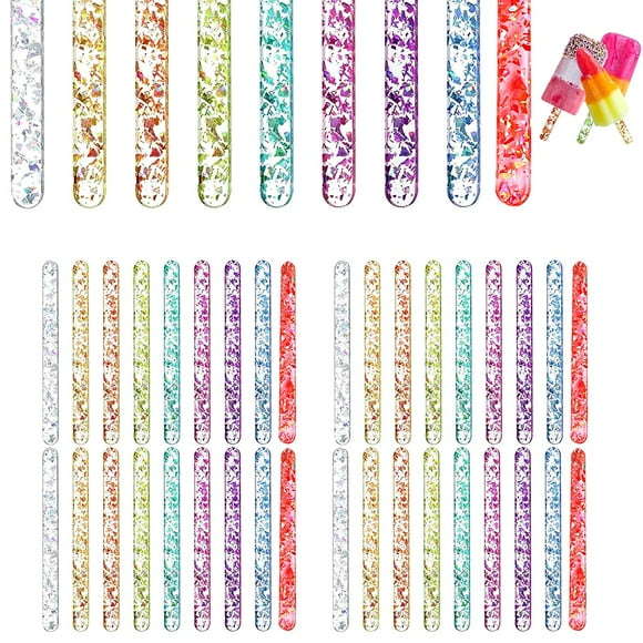 45 Pieces Acrylic Cakesicle Popsicle Sticks Reusable Ice Cream Sticks Multicolored Acrylic Ice Pop Sticks Acrylic Creamsicle Popsicle Sticks Ice Cream Acrylic Popsicle Stick for DIY Crafts Party Favor