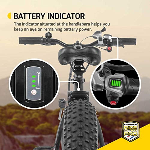 Swagtron EB6 Bandit EBike Fat Tire Electric Bike 350W High-speed Power Assist, Removable Battery, Dual Disc Brakes, Shimano SIS Shifting Built for Trail Riding