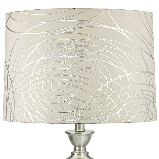 Springcrest Off White With Silver, Glass Drum Lamp Shades