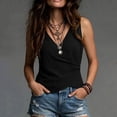 thumbnail image 2 of Turilly Womens Casual V-Neck Washed Cotton Sleeveless Tank Top Fitted Cross Wrap Front Blouse Solid Sleeveless Casual Shirt for Daily Wear, 2 of 6