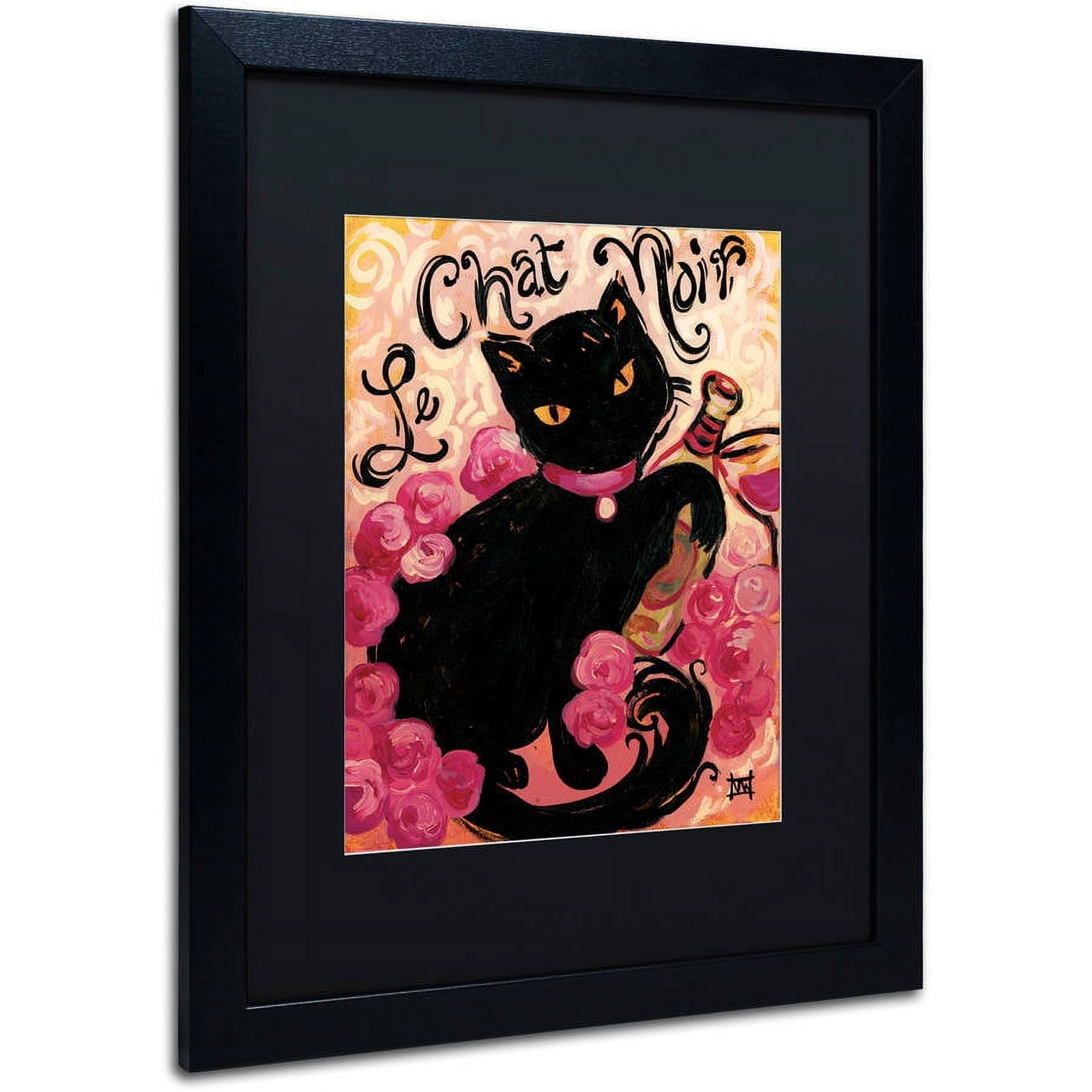 Trademark Fine Art "Le Chat Noir" Canvas Art by Natasha Wescoat, Black Matte, Black Frame