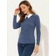 thumbnail image 4 of INSPIRE CHIC Blusa de punto de manga larga con cuello Peter Pan para mujer Azul polvoriento XL, 4 of 4