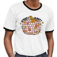 thumbnail image 2 of Spooky and Groovy Ringer Tee Shirt Unisex Medium White/Black, 2 of 5