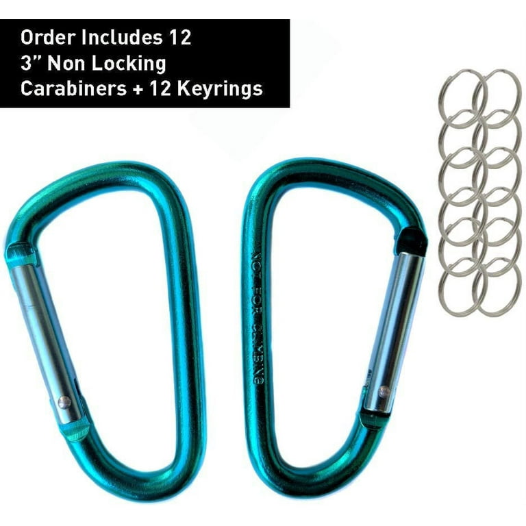 Carabiner Keychain Clip - Aluminum Carabeaner Key Clip,D Ring Shape  Caribeener Hook Buckle,Spring Snap Key Chain Clips 12pcs 66lbs Multicolor