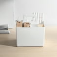 thumbnail image 5 of Small Plastic Storage Baskets with Dividers Stackable Desktop Organizer Box for Workspace Supplies Dorm Room Organization, UKHBMC | White, 5 of 9