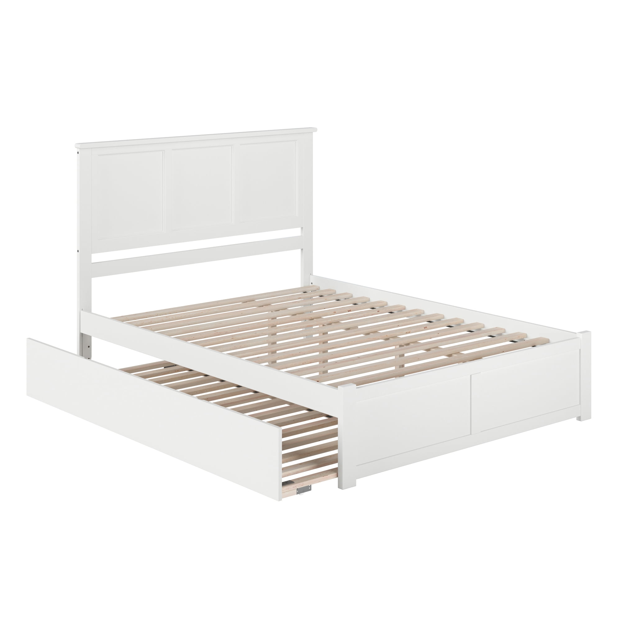 AFI Madison Queen Wood Platform Bed with Headboard Footboard & Twin XL Trundle, White