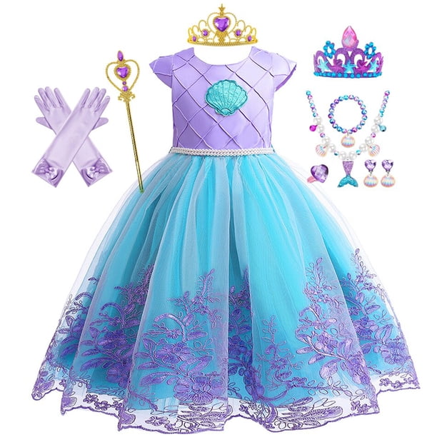 Disfraz de la Sirenita Ariel para niña, vestido de princesa para Cosplay, Halloween, Carnaval, cumpleaños, ropa de fiesta Fivean unisex