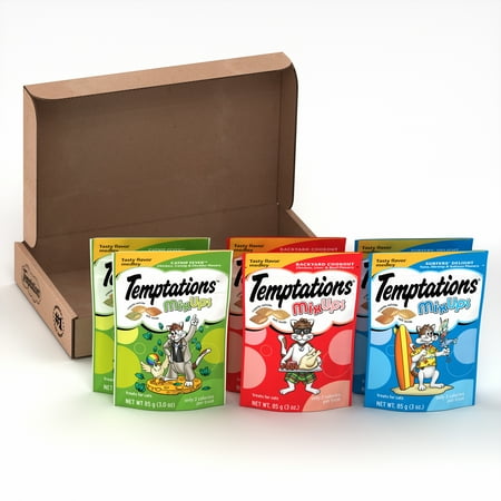 Catnip Terry Cat - TEMPTATIONS MixUps Cat Treats Variety Pack in Backyard Cookout, Surfer's Delight, and Catnip Fever Flavors, 3 oz. Pouches (Pack of 6)
