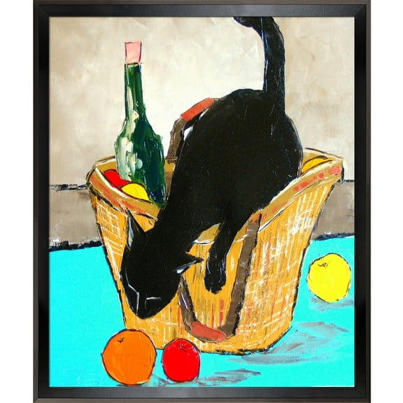 La Pastiche Atelier De Jiel Return from market with black cat Framed Fine Art Print