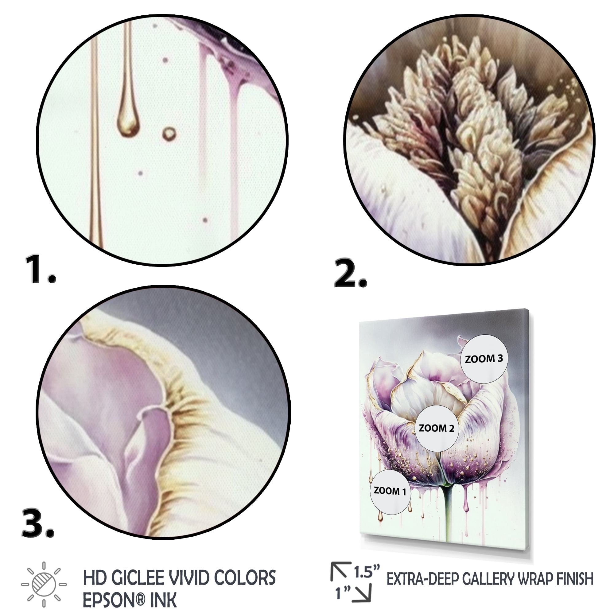 Designart Cream And Purple Tulip III Canvas Wall Art