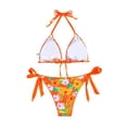 thumbnail image 2 of Levmjia Women's Two Piece Bikini Set Fashion Printed High Waisted Drawstring Tummy Control Swimsuits Tied Front Strappy Beach Vacation Swimsuit, 2 of 5