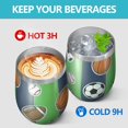 thumbnail image 4 of 12oz Stemless Wine Tumblers Green Striped Sports Balls Pattern Vacuum Insulated Stainless Steel Travel Tumbler Cups Mug with Lid and Straw for Champaign,Cocktail,Beer with Cleaning Brush, 4 of 5