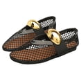 thumbnail image 2 of Zapatos ballet huecos malla pez con punta redonda para mujer zapatos planos con hebilla (hebilla negra 3200-2 39), 2 of 9